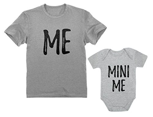 Dad and Son Matching Matching T Shirt   Bodysuit Funny Me   Mini Me Matching Set Dad Gray Large Son Gray Newborn  0 3M