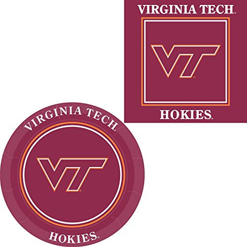 Westrick Virginia Tech Hokies Napkins   Plates   64 Pieces  Serves 32