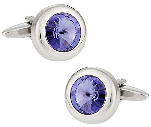 Cuff Daddy Purple Solitaire Crystal Cufflinks with Presentation Box