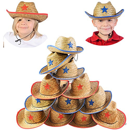 Funny Party Hats Cowboy Party Hats - Dozen Hats - Straw Hats for Kids - Cowboy Hats Bulk - Cowboy Party Favors