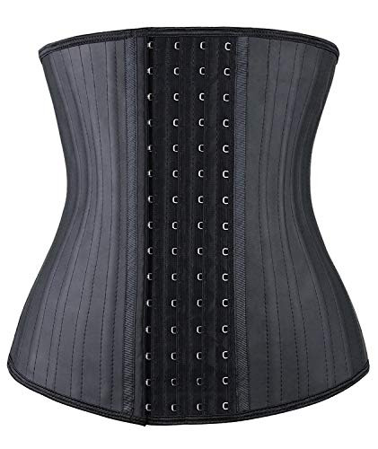 YIANNA Waist Trainer for Women 25 Steel Bones Latex Underbust Waist Cincher  YA11787 Black XS
