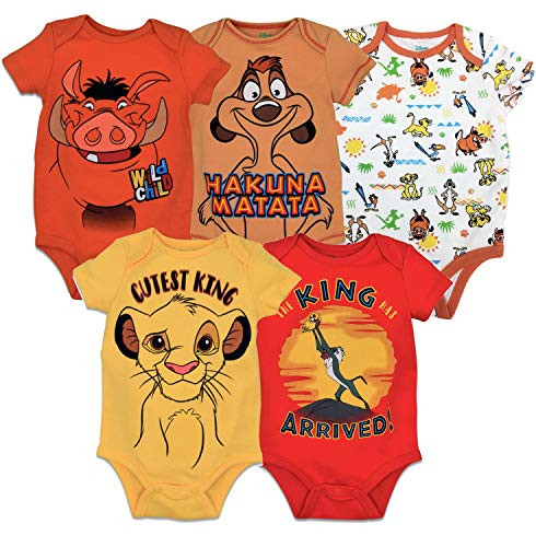 Disney Lion King Baby Boys  5 Pack Bodysuits Simba Timon Pumbaa  24 Months