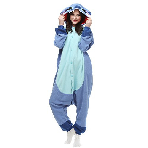 NAITOKE Adult Stitch Onesies Animal Pajamas Cosplay Costumes Party Wear Blue Cartoon Sleepwear