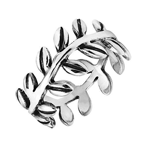 AeraVida Symbolic Greek Nature Ivy Leaf Wrap Eternity Band  925 Sterling Silver Ring  7