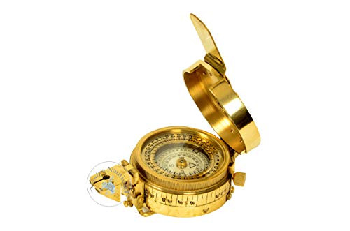 Vintage Old Style Military Compass Nautical Pocket Shiny Brass British Prismatic Compass an