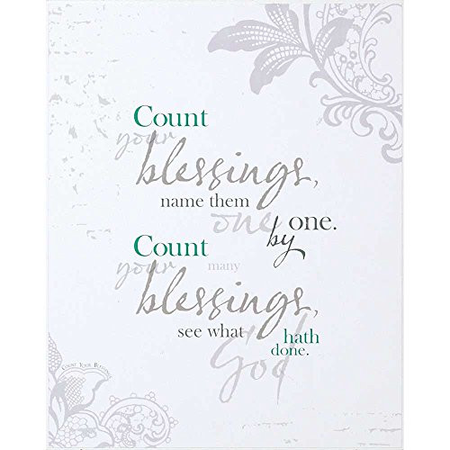 Dicksons Count Your Many Blessings Floral Softened Blue 8 x 10 Wood Wall Sign Plaque