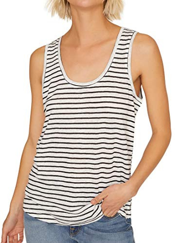 Sanctuary Womens Ruby Linen Striped Tank Top B W XL White