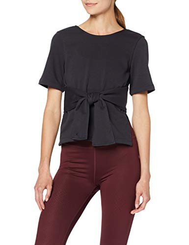 Nike Womens Studio Short Sleeve Wrap Top Oil Grey Black MD