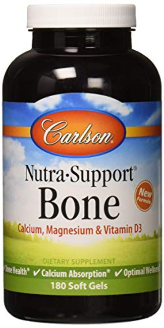 Carlson   Nutra Support Bone  Calcium  Magnesium   Vitamin D3  Bone Health  Calcium Absorption   Optimal Wellness  180 Softgels
