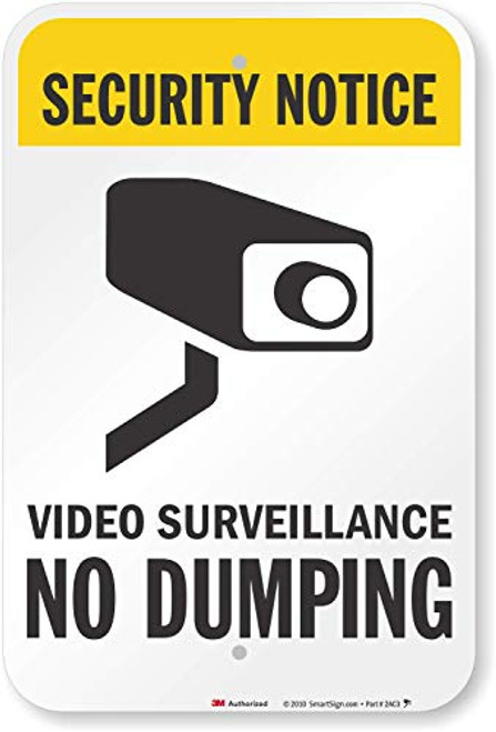 SmartSign Security Notice Video Surveillance No Dumping Sign 12 x 18 3M High Intensity Grade Reflective Aluminum SmartSign Security Notice Video Surveillance No Dumping Sign 12 x 18 3M High Intensity Grade Reflective Aluminum