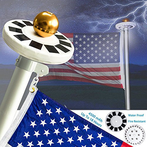 Mekar 30 LED Solar Powered Flag Pole Light Solar Flagpole Downlight Long-Lasting High Capacity for 15 to 25 ft Flag Pole