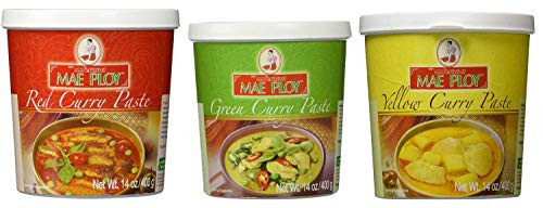Mae Ploy Red Curry Paste Green Curry Paste and Yellow Curry Paste Set Great Cooking gifts PACK OF 2 Mae Ploy Red Curry Paste Green Curry Paste and Yellow Curry Paste Set Great Cooking gifts PACK OF 2