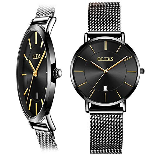 Black Thin Women Watch Ladies Watches with Date Ladies Watches on Clearance Prime Thin Watches for Women Female Watch Black Steel Womens Watch Women Waterproof Wrist Watch Womens Black Watches