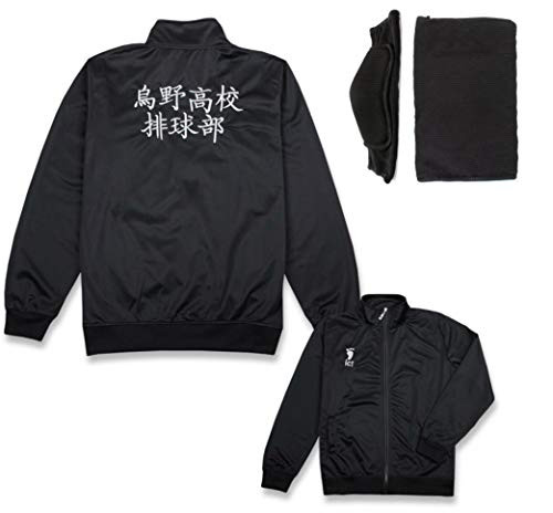 Haikyuu Cosplay Costume Jacket Pants Uniform Karasuno Team Windbreaker Lightweight Front Zipper Knee Pads Set Jacket 3XL
