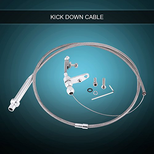 Suuonee Kick Down Cable For TH350 Stainless Steel Braided Transmission Kick Down Cable Detent Kickdown