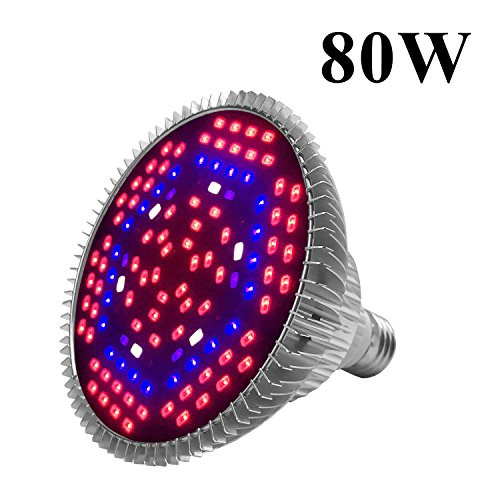 LED Grow Light Bulb, Indoor Plant Growing Lamps Greenhouses, Hydroponics, Full Spectrum, 80W E27
