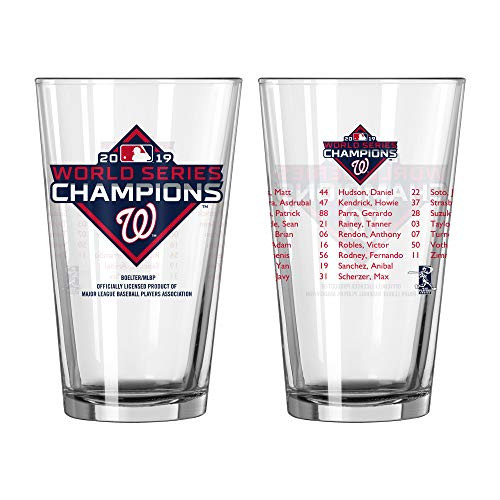 Boelter Washington Nationals 2019 World Series Champions Team Roster 16 Ounce Pint Beer Glass