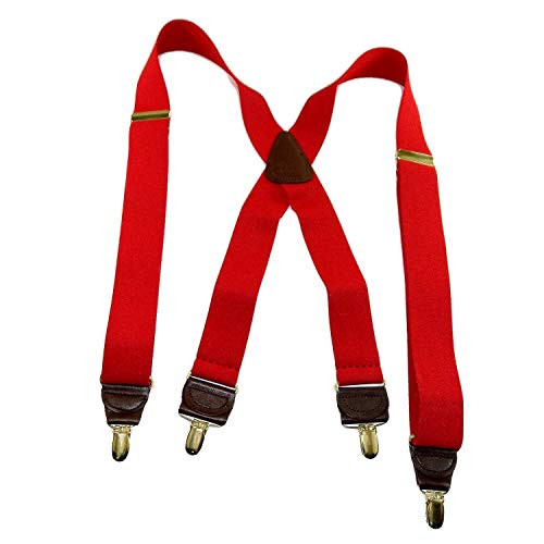 HoldUp Suspender Company s Fire Engine Red Casual Series Suspenders in X back style with No slip Gold tone Clips