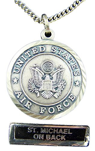 Nickel Silver Patron Saint Michael United States Air Force Medal Pendant  7 8 Inch