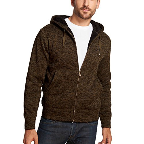 Weatherproof Vintage Men s Full Zip Sherpa Lined Fleece Hoodie   BROWN   MEDIUM