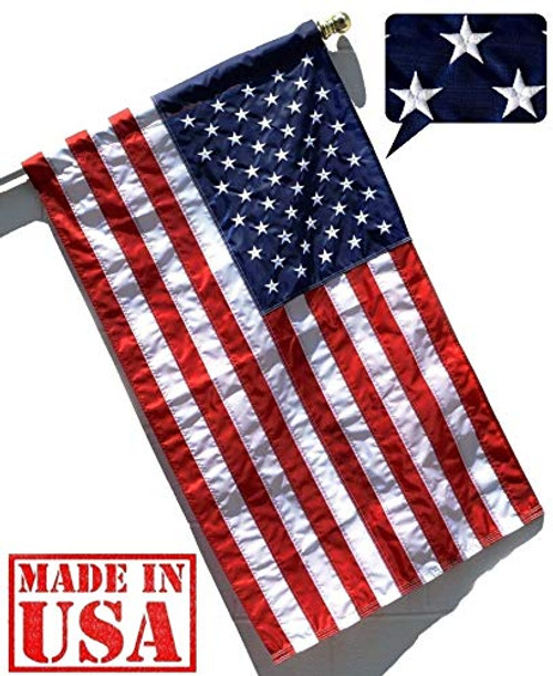 US Flag Factory   2 5x4 FT American Flag  Sleeved   Embroidered Stars  Sewn Stripes    Outdoor SolarMax Nylon   100 Made in America