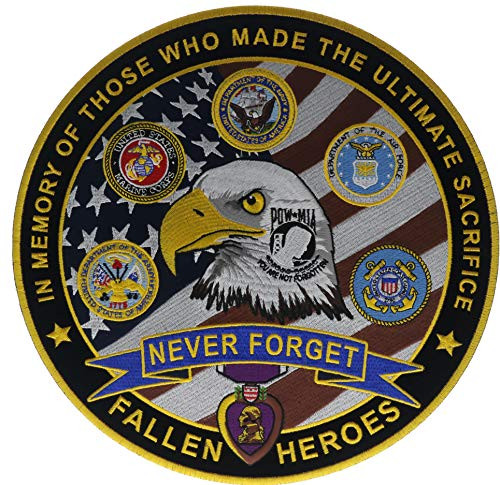 Fallen Heroes Never Forgotten 12  Round Embroidered Back Patch IVAN4808kkD11