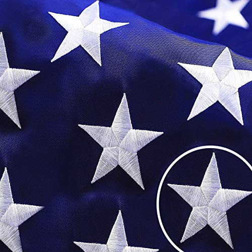 G128   American Flag 5x8 ft USA US Flag Deluxe Embroidered Stars Sewn Stripes Brass Grommets Durable Indoor Outdoor Use