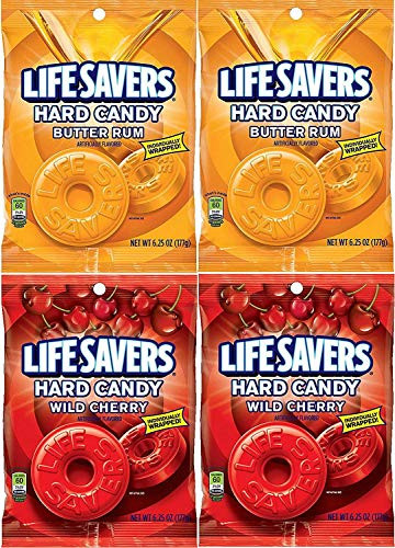 LifeSavers Candy  Butter Rum   Wild Cherry  Individually Wrapped  6 25 Oz  4 Total Packs   2 of Each Flavor