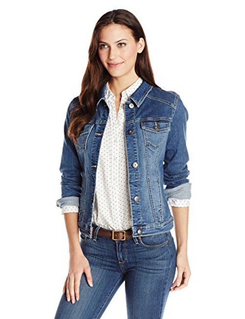 Wrangler Authentics Women s Stretch Denim Jacket  Weathered  Medium