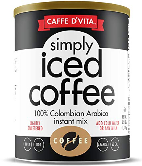 Caffe D Vita Simply Iced Coffee  100 Colombian Arabica Instant Mix  2 5 lb Can