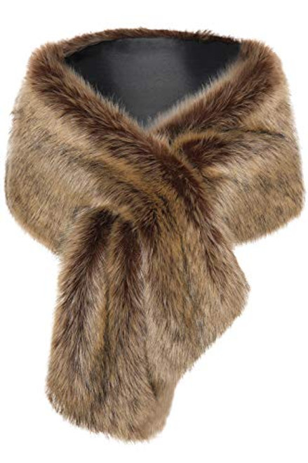 BABEYOND Womens Faux Fur Collar Shawl Faux Fur Scarf Wrap Evening Cape for Winter Coat  Camel