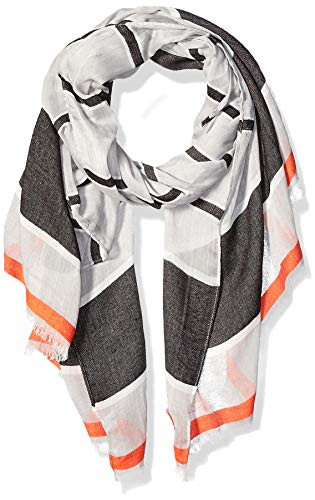 Calvin Klein Women s Striped Chambray Scarf  Grey  One Size