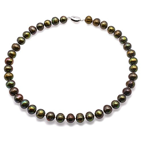 JYX Pearl Necklace Jewelry 11 12 5mm Round Green Pearl Necklace for Women 18 JYX Pearl Necklace Jewelry 11 12 5mm Round Green Pearl Necklace for Women 18
