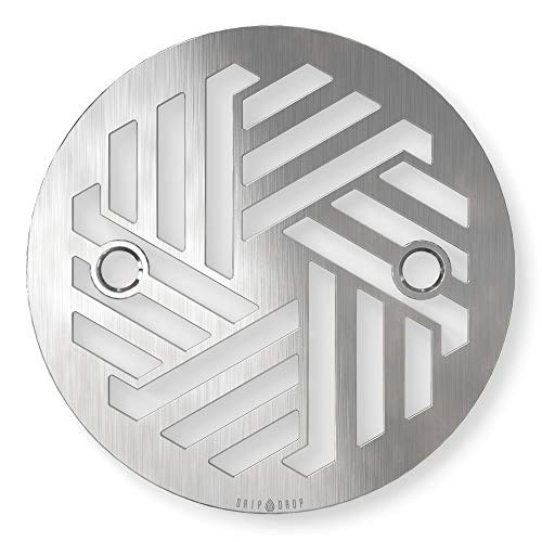 DRIP DROP Custom Shower Drain Cover  Hexagon   4 25in Round  Stainless Steel