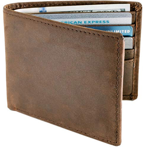 STAY FINE Mens RFID Trifold Wallet   Leather Wallets For Men RFID Blocking   Genuine Leather   Extra Capacity Mens Wallet  Brown