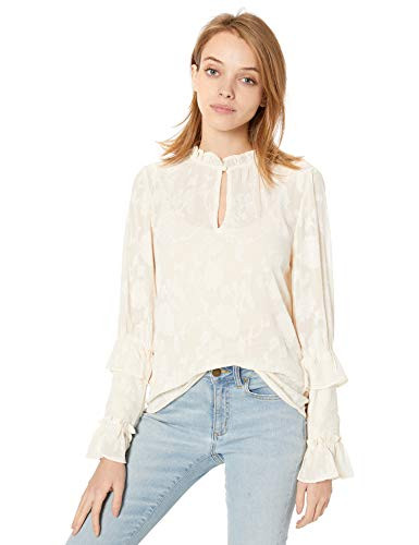 BB Dakota Junior s I Heart Drama Floral Jacquard Chiffon top  Vanilla  Extra Small