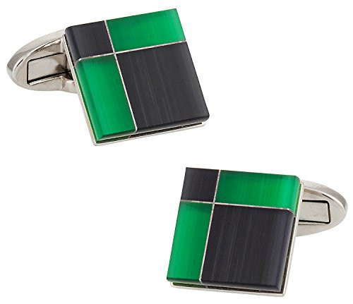 Cuff Daddy Black and Green Glass Cufflinks with Presentation Box