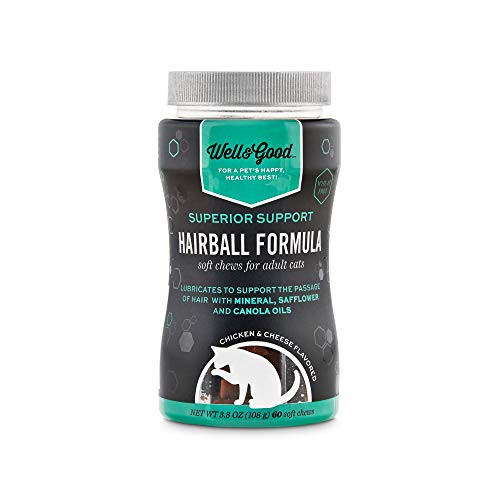 Well   Good Superior Support Hairball Formula Soft Chews for Adult Cats  Count of 60  3 8 OZ