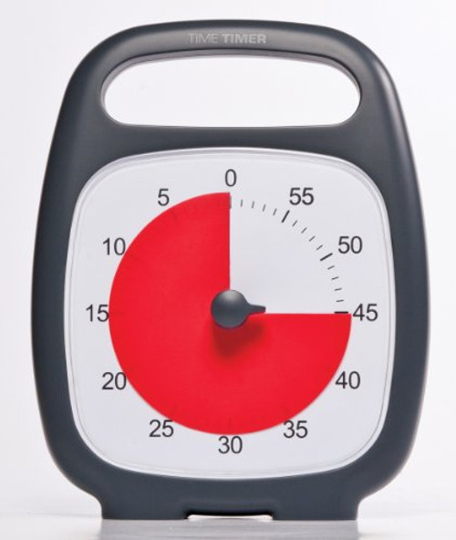 Time Timer PLUS 60 Minute Desk Visual Timer  Countdown Timer with Portable Handle for Classroom  Office  Homeschooling  Study Tool  with Silent Operation  Charcoal