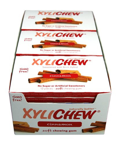 Xylichew 100 Xylitol Chewing Gum Blister Cards   Non GMO  Gluten  Aspartame  and Sugar Free Gum   Natural Oral Care  Relieves Bad Breath and Dry Mouth   Cinnamon  12 Count  Pack of 24