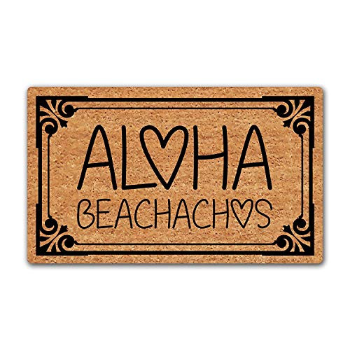 LuckyChu Funny Doormat Aloha Beachachos Funny Floor Mat Door Mat Rug Non Slip Entrance Indoor Outdoor Front Door Bathroom Kitchen Home Mats Rubber 30 by 18 inch