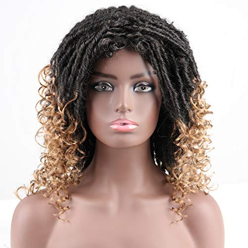 HH FASHION Short Dreadlock wig Twist Wigs for black women Afro Short Braided Synthetic Wig?14inch 1B 27?