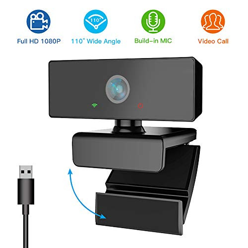 Webcam with Microphone  1080P Webcam Streaming Computer Web Camera with 110° Wide View Angle  PC Laptop Desktop Camera 1080P HD Webcam USB PC Webcam for Video Calling Recording Conferencing