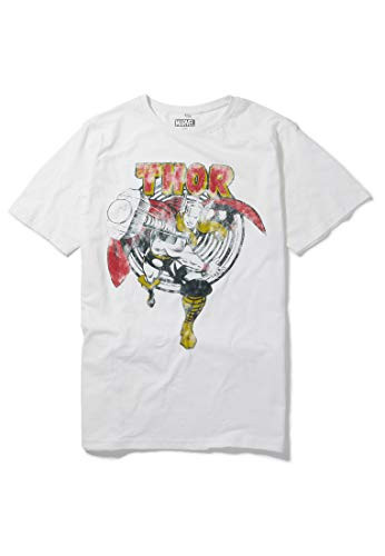 Recovered Marvel The Mighty Thor Retro Hammer White T Shirt Size M