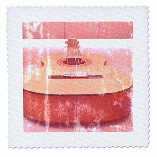 3dRose qs 29243 10 Guitar Top View Music Quilt Square  25 by 25 Inch