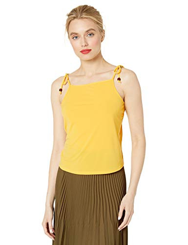 BCBGeneration Women s Shoulder Tie Cami Top  Yellow  L