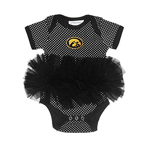 Two Feet Ahead NCAA Iowa Hawkeyes Children Girls Pin Dot Tutu Creeper 18 Mo Black