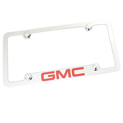 License Frame Inc  Logo Logo Brass Notched License Plate Frame w  4 Holes for GMC  Chrome