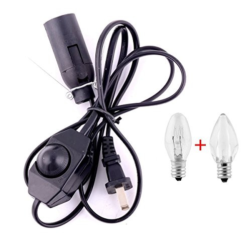 Himalayan Salt Lamp Cord Original Replacement Black Cord UL-Approved with Dimmer Switch With 15W Incandescent Bulb & Multi LED Color Changing Bulb