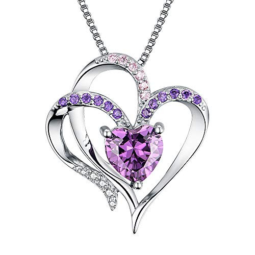 Heart Necklace 14K White Gold Plated 5A Purple Heart Cubic Zirconia Womens Pendant Necklace Heart Necklace 14K White Gold Plated 5A Purple Heart Cubic Zirconia Womens Pendant Necklace